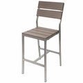 Bfm Seating BFM Seaside Soft Gray Aluminum Side Bar Height Chair with Gray Synthetic Teak Back and Seat 163PH202BGRT